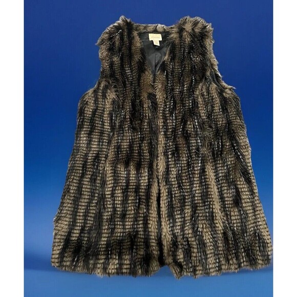 Chicos Women’s Size 1 (equivalent to 8/10) Faux Fur Animal Print Vest - Picture 1 of 3